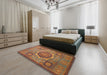 Abstract Red Oriental Rug in a Bedroom, abs1476