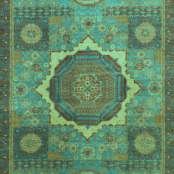 Machine Washable Oriental Turquoise Modern Area Rugs, wshabs1476turq
