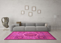 Machine Washable Oriental Pink Modern Rug, wshabs1476pnk