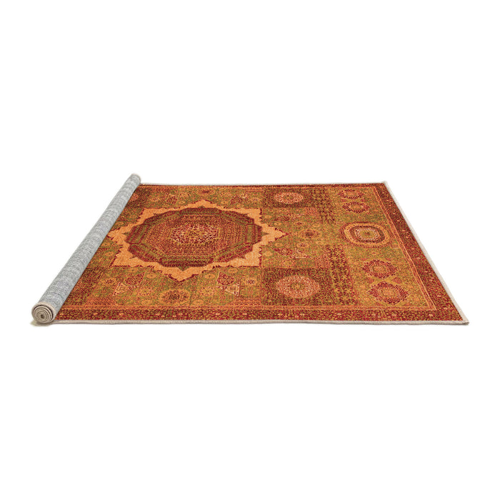 Sideview of Machine Washable Oriental Orange Modern Area Rugs, wshabs1476org