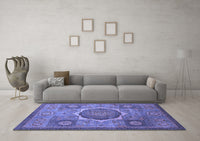 Machine Washable Oriental Blue Modern Rug, wshabs1476blu