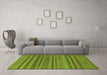 Machine Washable Oriental Green Modern Area Rugs in a Living Room,, wshabs1477grn