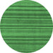 Round Machine Washable Oriental Emerald Green Modern Area Rugs, wshabs1477emgrn