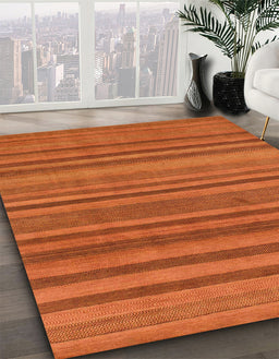 Abstract Scarlet Red Oriental Rug in Family Room, abs1477