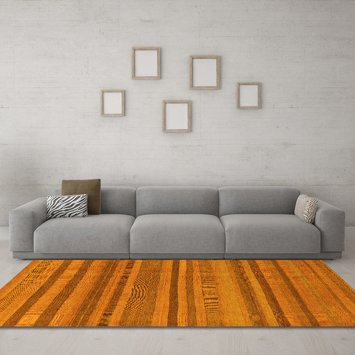 Machine Washable Oriental Yellow Modern Rug in a Living Room, wshabs1477yw