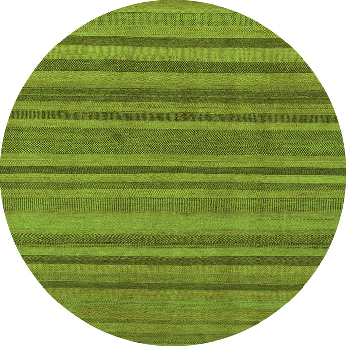 Round Machine Washable Oriental Green Modern Area Rugs, wshabs1477grn