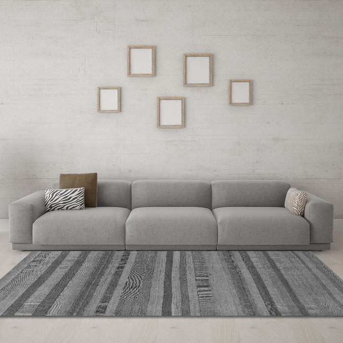 Machine Washable Oriental Gray Modern Rug in a Living Room,, wshabs1477gry