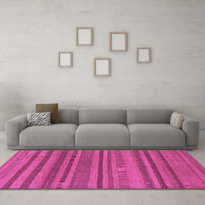 Machine Washable Oriental Purple Modern Area Rugs in a Living Room, wshabs1477pur