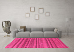 Machine Washable Oriental Pink Modern Rug in a Living Room, wshabs1477pnk