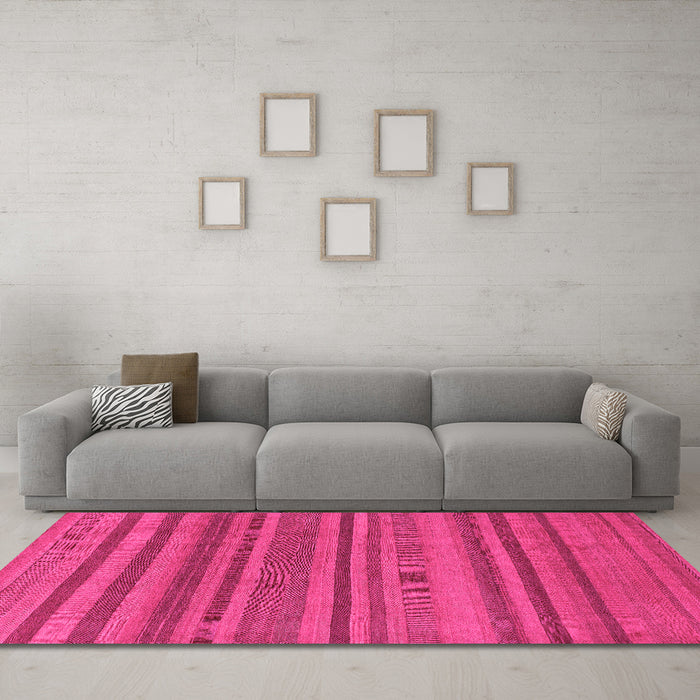Machine Washable Oriental Pink Modern Rug in a Living Room, wshabs1477pnk