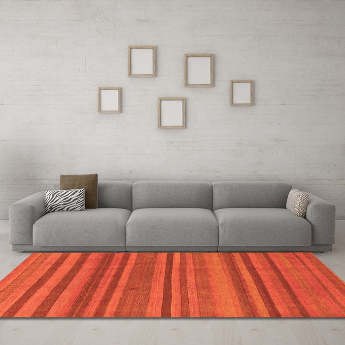 Machine Washable Oriental Orange Modern Area Rugs in a Living Room, wshabs1477org