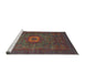 Sideview of Machine Washable Abstract Brown Red Rug, wshabs1478