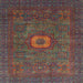 Square Abstract Brown Red Oriental Rug, abs1478