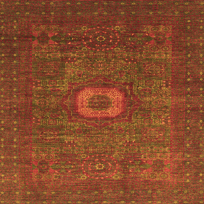 Square Machine Washable Oriental Orange Modern Area Rugs, wshabs1478org