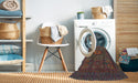 Machine Washable Abstract Brown Red Rug in a Washing Machine, wshabs1478