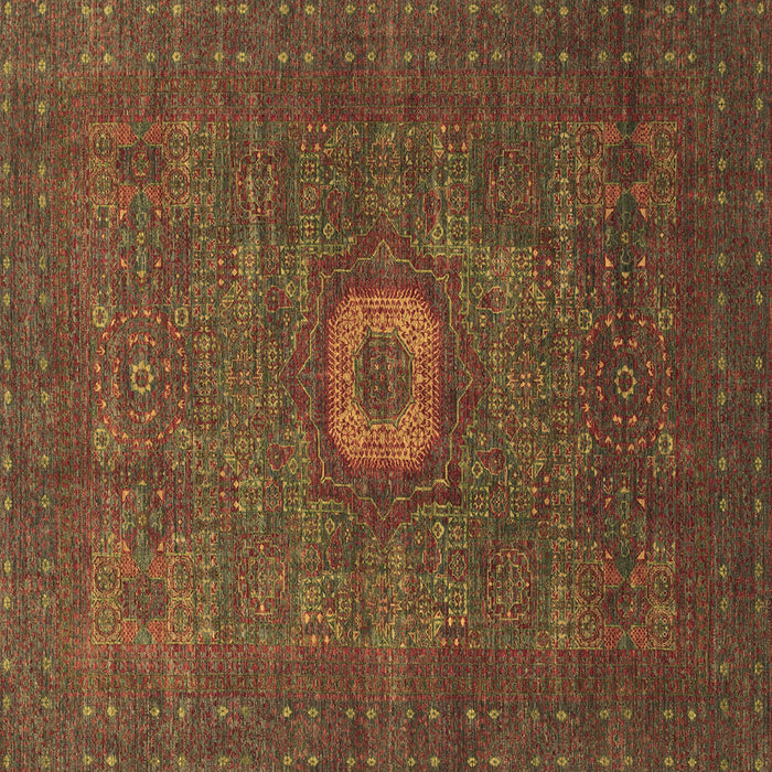 Square Machine Washable Oriental Brown Modern Rug, wshabs1478brn