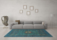 Machine Washable Oriental Light Blue Modern Rug, wshabs1478lblu