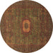 Round Oriental Brown Modern Rug, abs1478brn