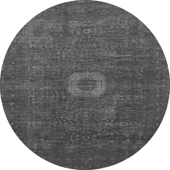 Round Machine Washable Oriental Gray Modern Rug, wshabs1478gry