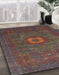 Abstract Brown Red Oriental Rug in Family Room, abs1478