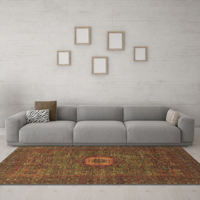 Machine Washable Oriental Brown Modern Rug in a Living Room,, wshabs1478brn