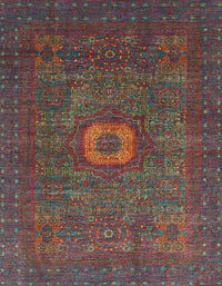 Machine Washable Abstract Brown Red Rug, wshabs1478