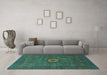 Machine Washable Oriental Turquoise Modern Area Rugs in a Living Room,, wshabs1478turq