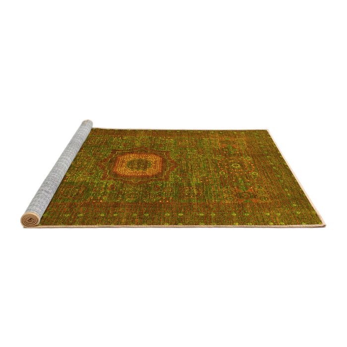 Sideview of Machine Washable Oriental Yellow Modern Rug, wshabs1478yw