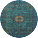 Round Oriental Light Blue Modern Rug, abs1478lblu