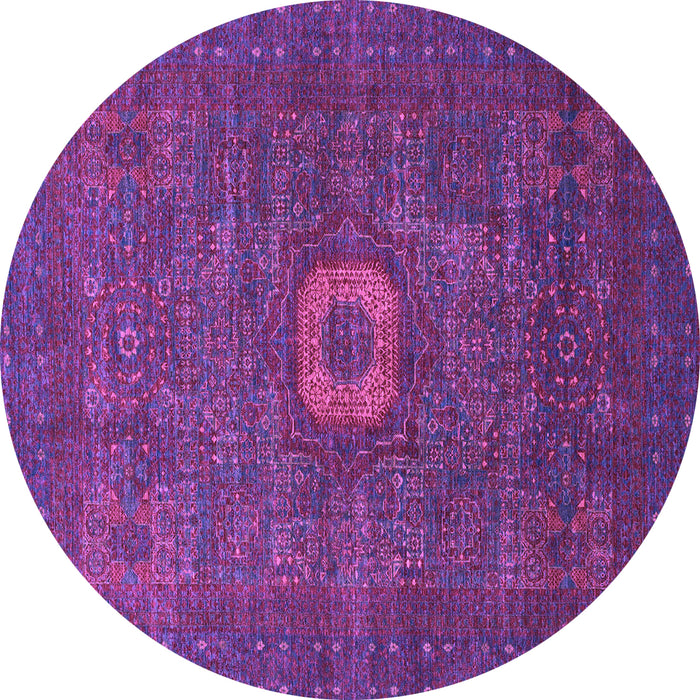 Round Machine Washable Oriental Purple Modern Area Rugs, wshabs1478pur