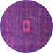 Round Machine Washable Oriental Purple Modern Area Rugs, wshabs1478pur