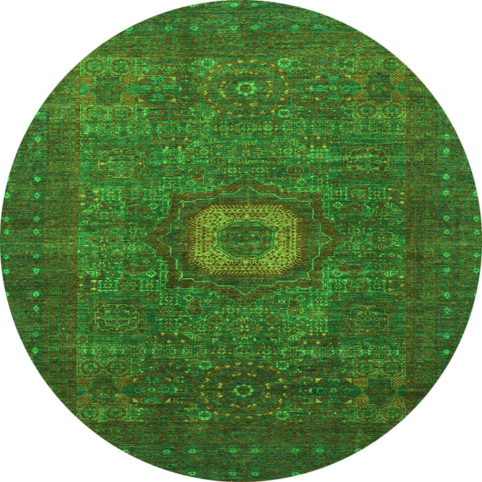 Round Oriental Green Modern Rug, abs1478grn