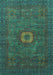 Machine Washable Oriental Turquoise Modern Area Rugs, wshabs1478turq