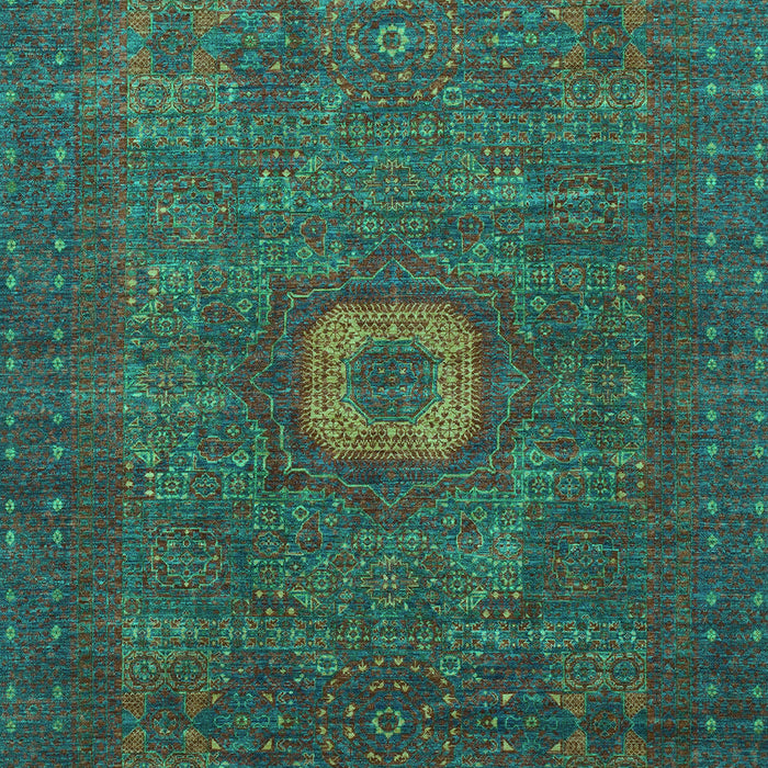 Machine Washable Oriental Turquoise Modern Area Rugs, wshabs1478turq