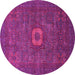 Round Machine Washable Oriental Pink Modern Rug, wshabs1478pnk