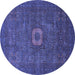 Round Machine Washable Oriental Blue Modern Rug, wshabs1478blu