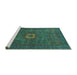 Sideview of Machine Washable Oriental Turquoise Modern Area Rugs, wshabs1478turq