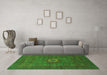 Machine Washable Oriental Green Modern Area Rugs in a Living Room,, wshabs1478grn
