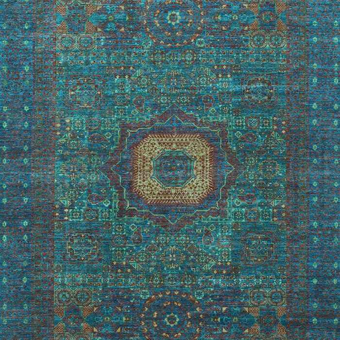 Machine Washable Oriental Light Blue Modern Rug, wshabs1478lblu