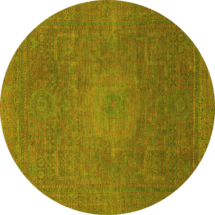 Round Oriental Yellow Modern Rug, abs1479yw