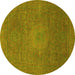 Round Oriental Yellow Modern Rug, abs1479yw