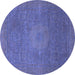 Round Oriental Blue Modern Rug, abs1479blu