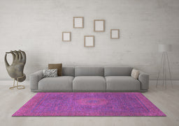 Machine Washable Oriental Purple Modern Area Rugs in a Living Room, wshabs1479pur