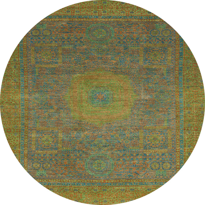 Round Abstract Oak Brown Oriental Rug, abs1479