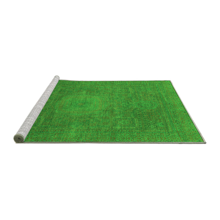 Sideview of Machine Washable Oriental Green Modern Area Rugs, wshabs1479grn