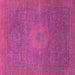 Square Machine Washable Oriental Pink Modern Rug, wshabs1479pnk