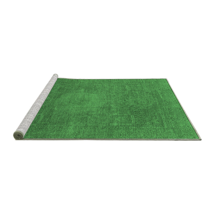 Sideview of Machine Washable Oriental Emerald Green Modern Area Rugs, wshabs1479emgrn