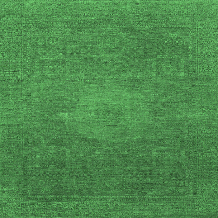Square Machine Washable Oriental Emerald Green Modern Area Rugs, wshabs1479emgrn