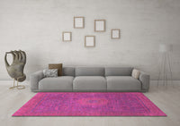 Machine Washable Oriental Pink Modern Rug, wshabs1479pnk