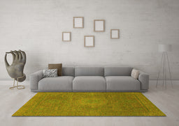 Machine Washable Oriental Yellow Modern Rug in a Living Room, wshabs1479yw